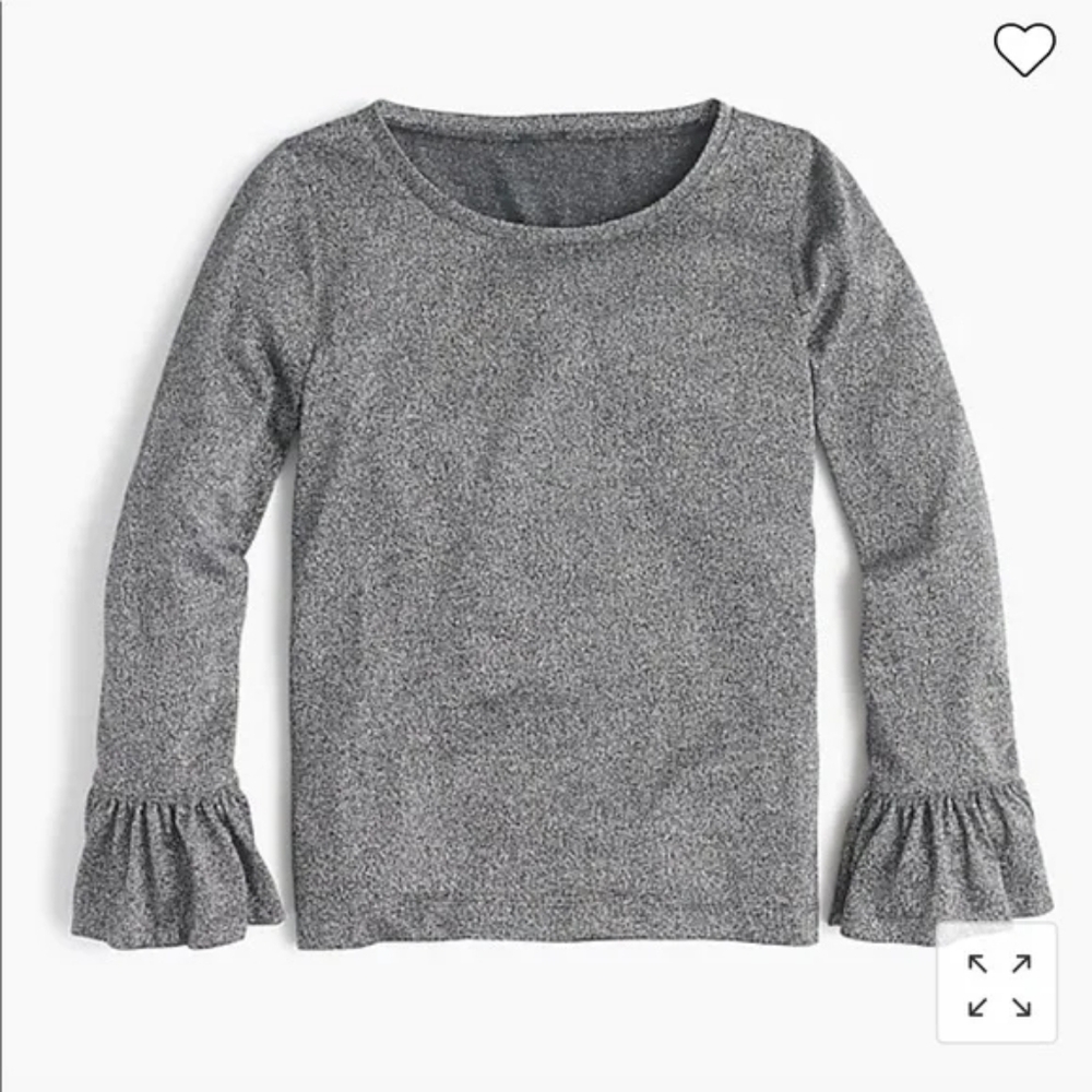 J. Crew Sparkle Bell Sleeve Black Top Size Small
